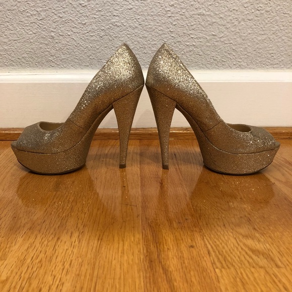 (US 4) Gold Enzo Angiolini Peep Toe Pumps - Picture 4 of 8
